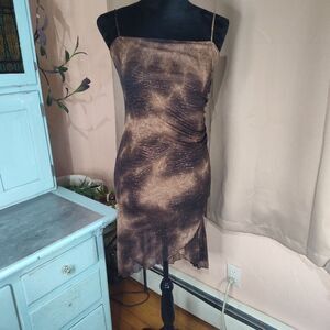 Candy Rocket Dress Medium Ruched Brown Sparkly Cocktail Party Y2K